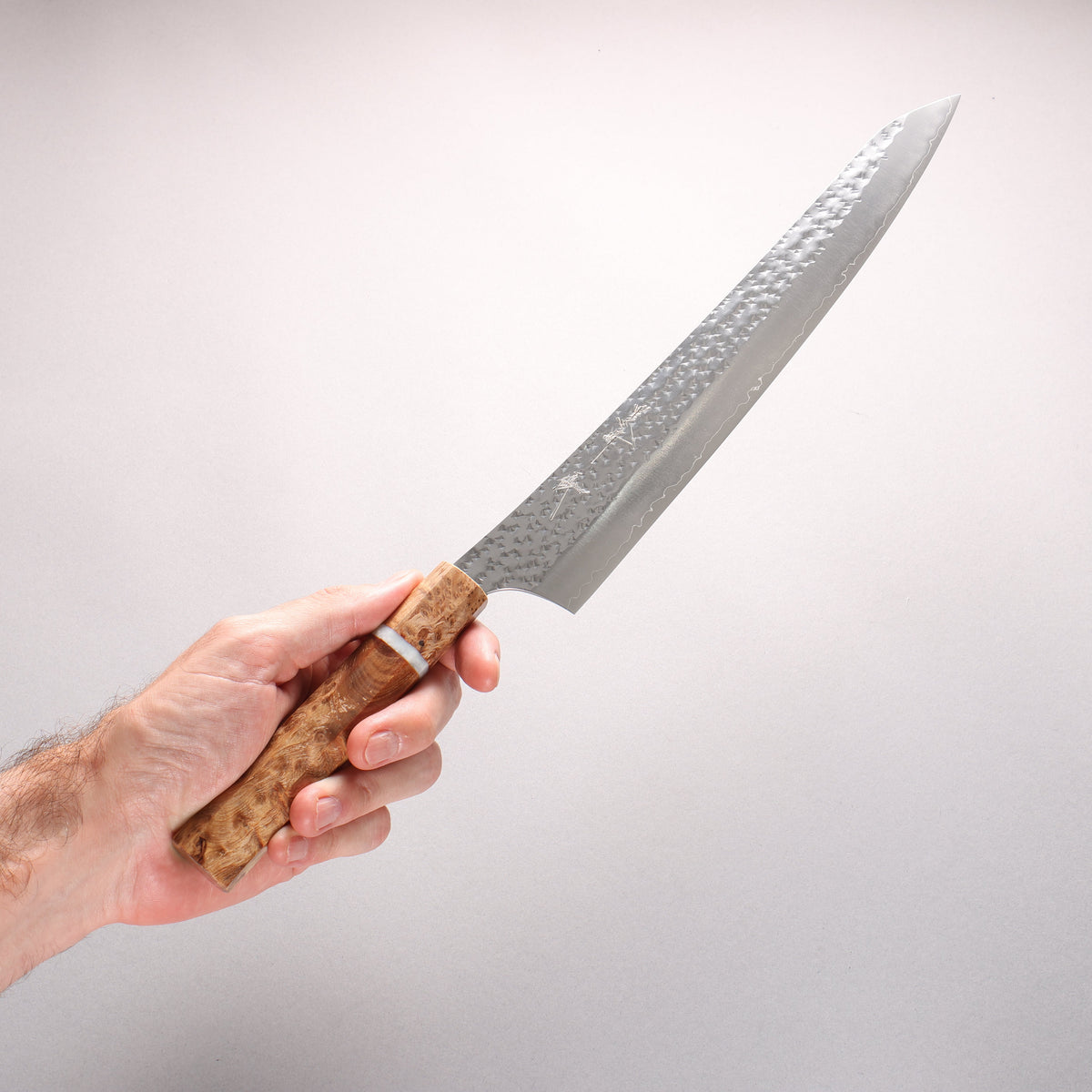 Yu Kurosaki Senko SG2 Hammered Sujihiki 270mm Brown Stabilized Wood (White Ring) Handle