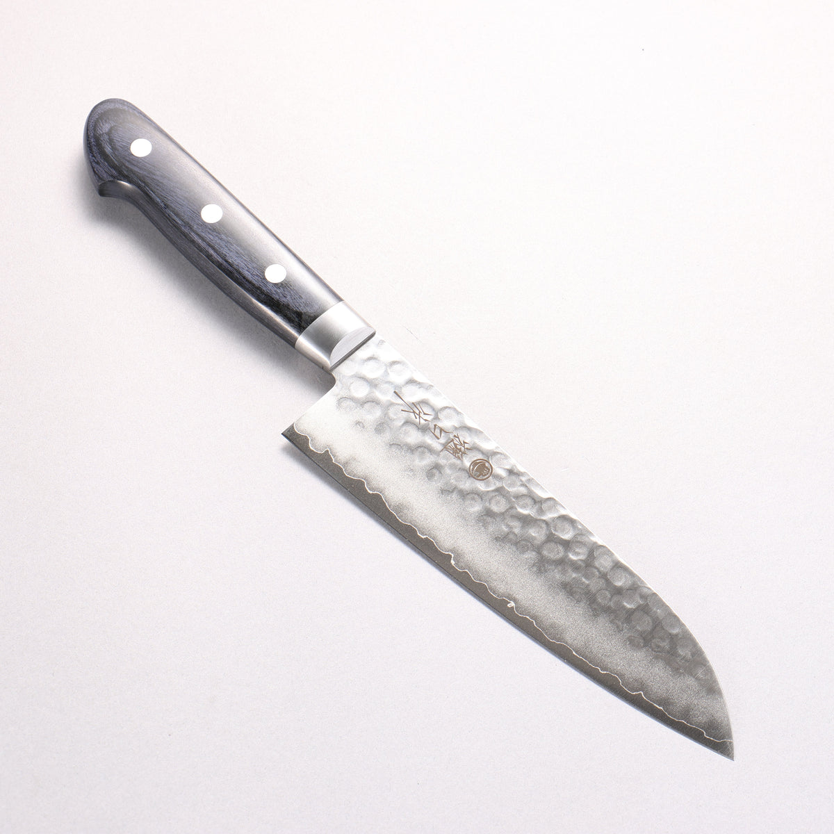 Higuchi VG10 Hammered Santoku 180mm Navy blue Pakka wood Handle