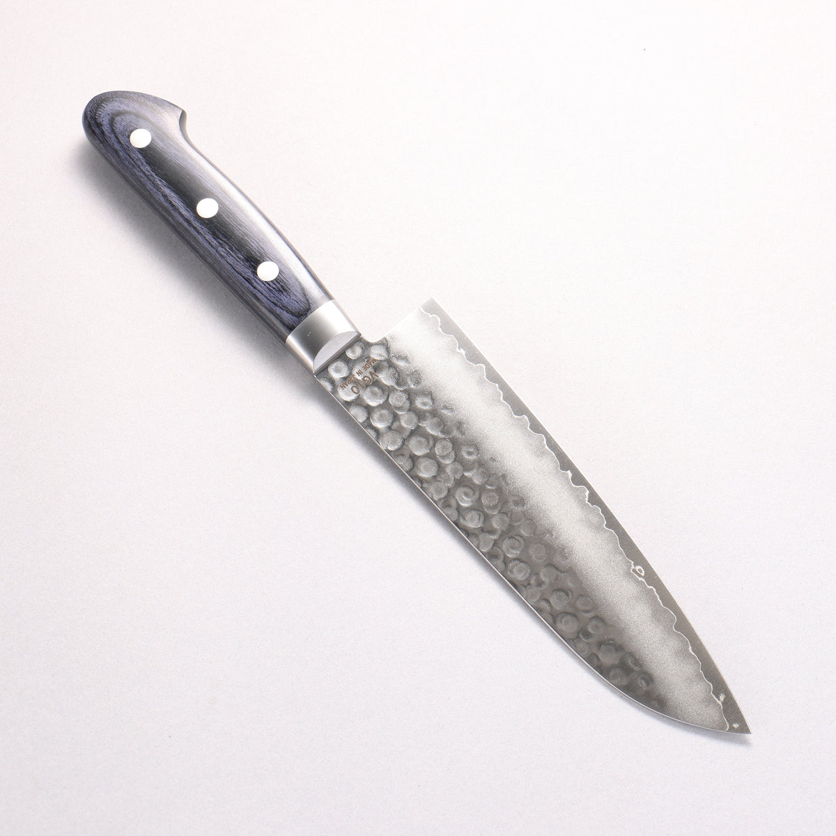 Higuchi VG10 Hammered Santoku 180mm Navy blue Pakka wood Handle