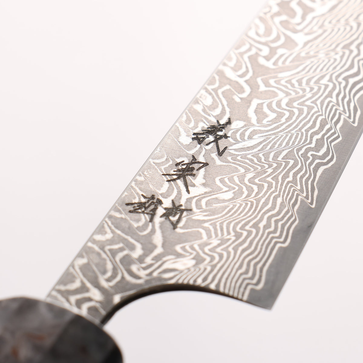 Yoshimi Kato SG2 Black Damascus Kiritsuke Petty-Utility 120mm Stabilized Birch with Emerald Green Resin Handle