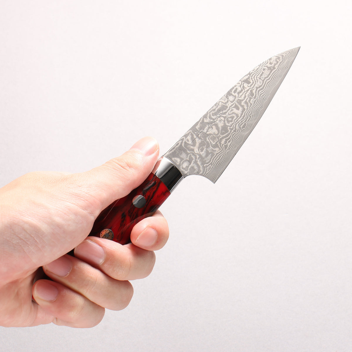 Takeshi Saji SG2 Black Damascus Petty-Utility 90mm Red Marble / Black Marble Acrylic Handle