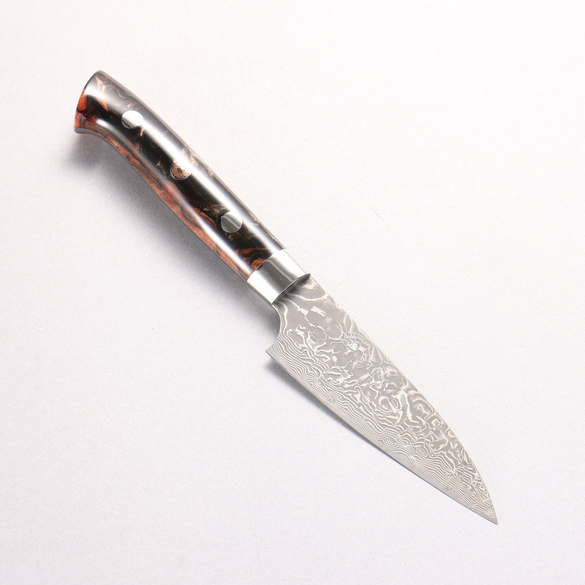 Takeshi Saji SG2 Black Damascus Petty-Utility 90mm Black & Copper Marbled Acrylic Handle - Seisuke Knife