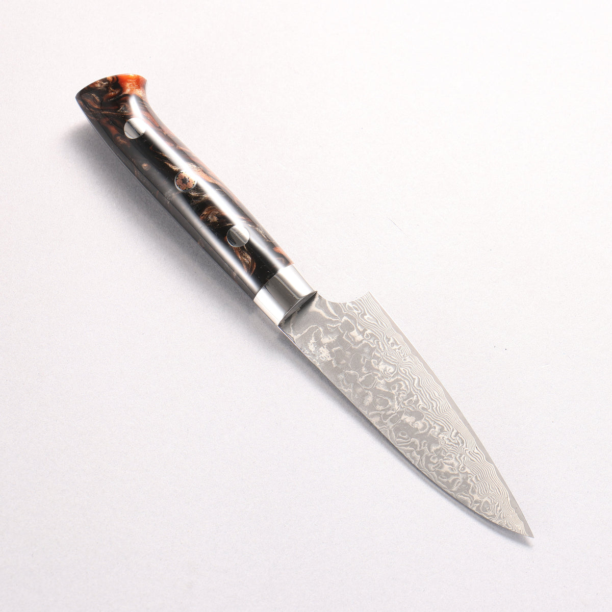 Takeshi Saji SG2 Black Damascus Petty-Utility 90mm Black & Copper Marbled Acrylic Handle - Seisuke Knife