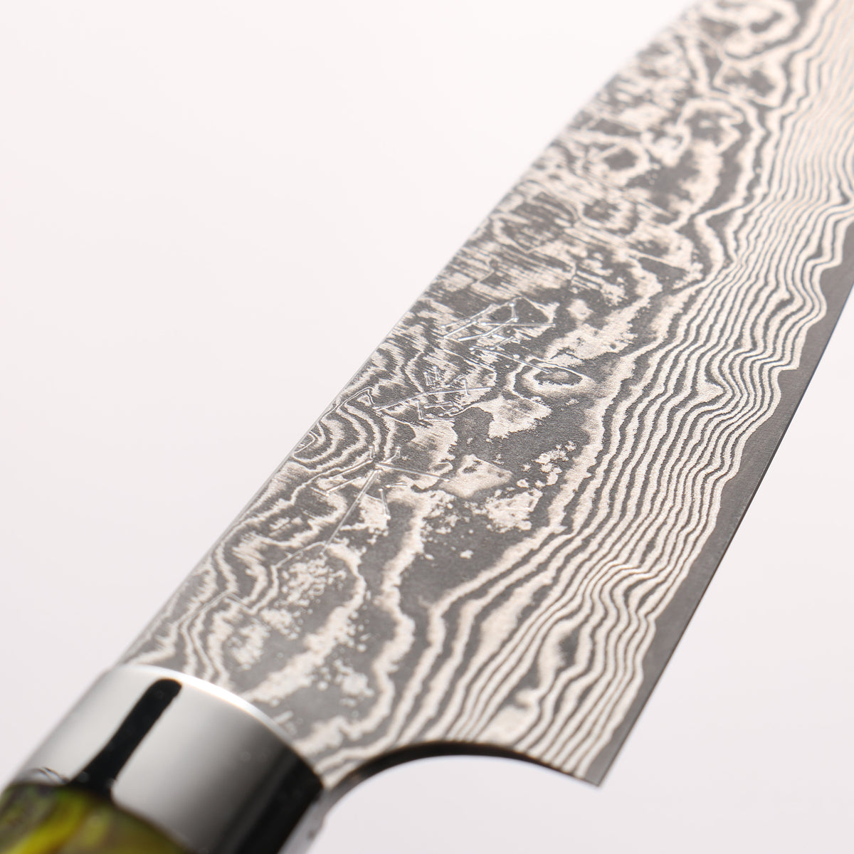 Takeshi Saji SG2 Black Damascus Petty-Utility 90mm Black and Yellow Marbled Acrylic Handle