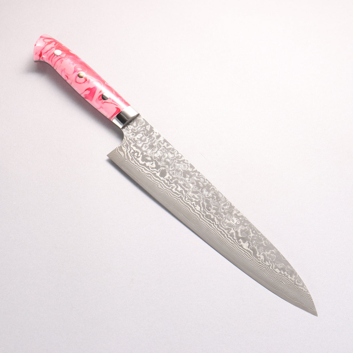 Takeshi Saji SG2 Black Damascus Gyuto 240mm Pink Marble Acrylic Handle