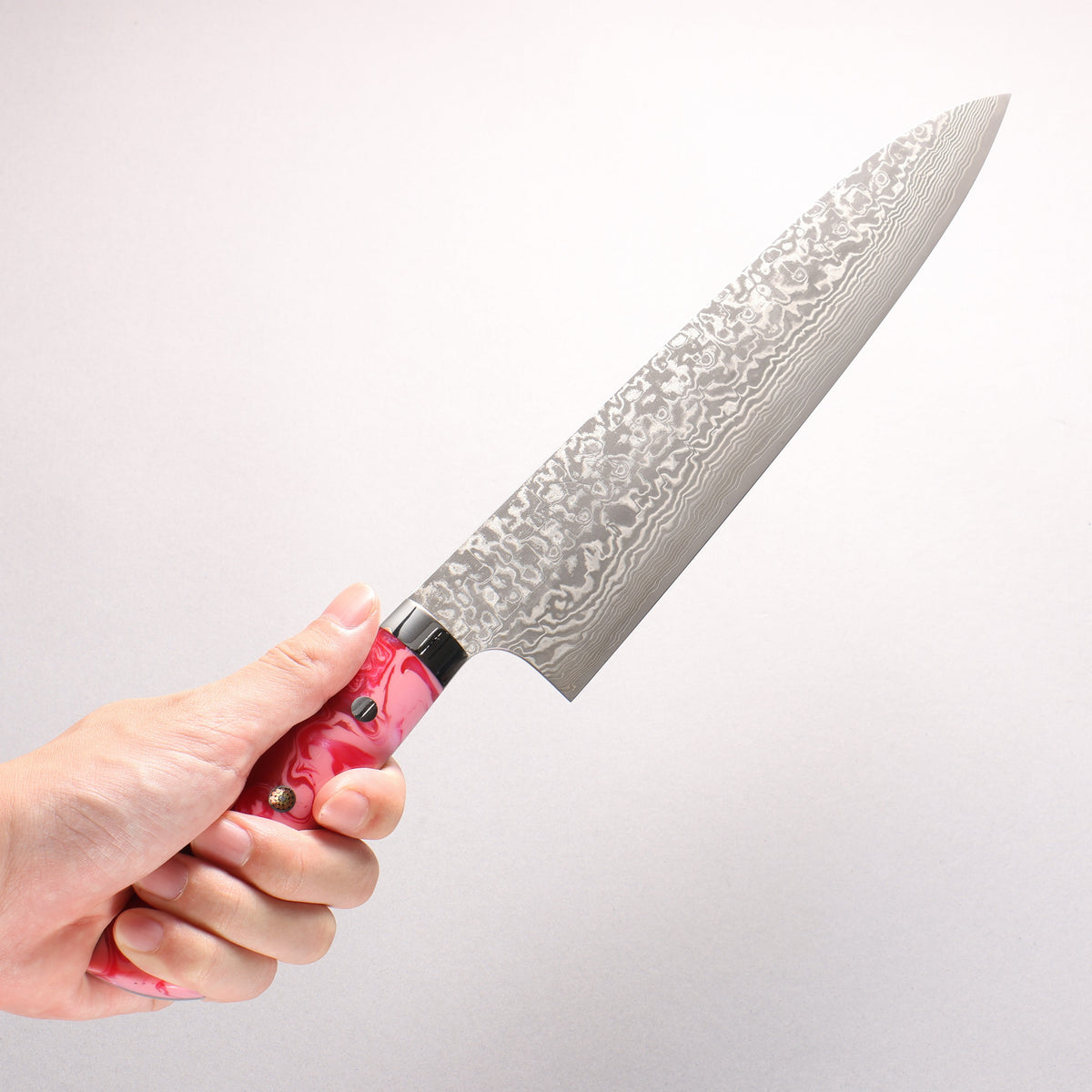 Takeshi Saji SG2 Black Damascus Gyuto 240mm Pink Marble Acrylic Handle