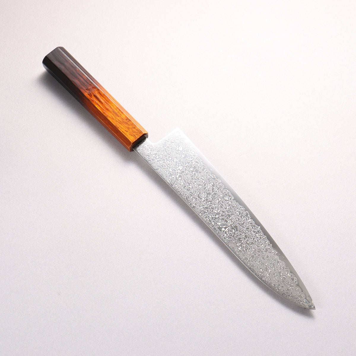 Kanjyo SG2 Damascus Gyuto 210mm Burnt Wood Lacquered Handle - Seisuke Knife