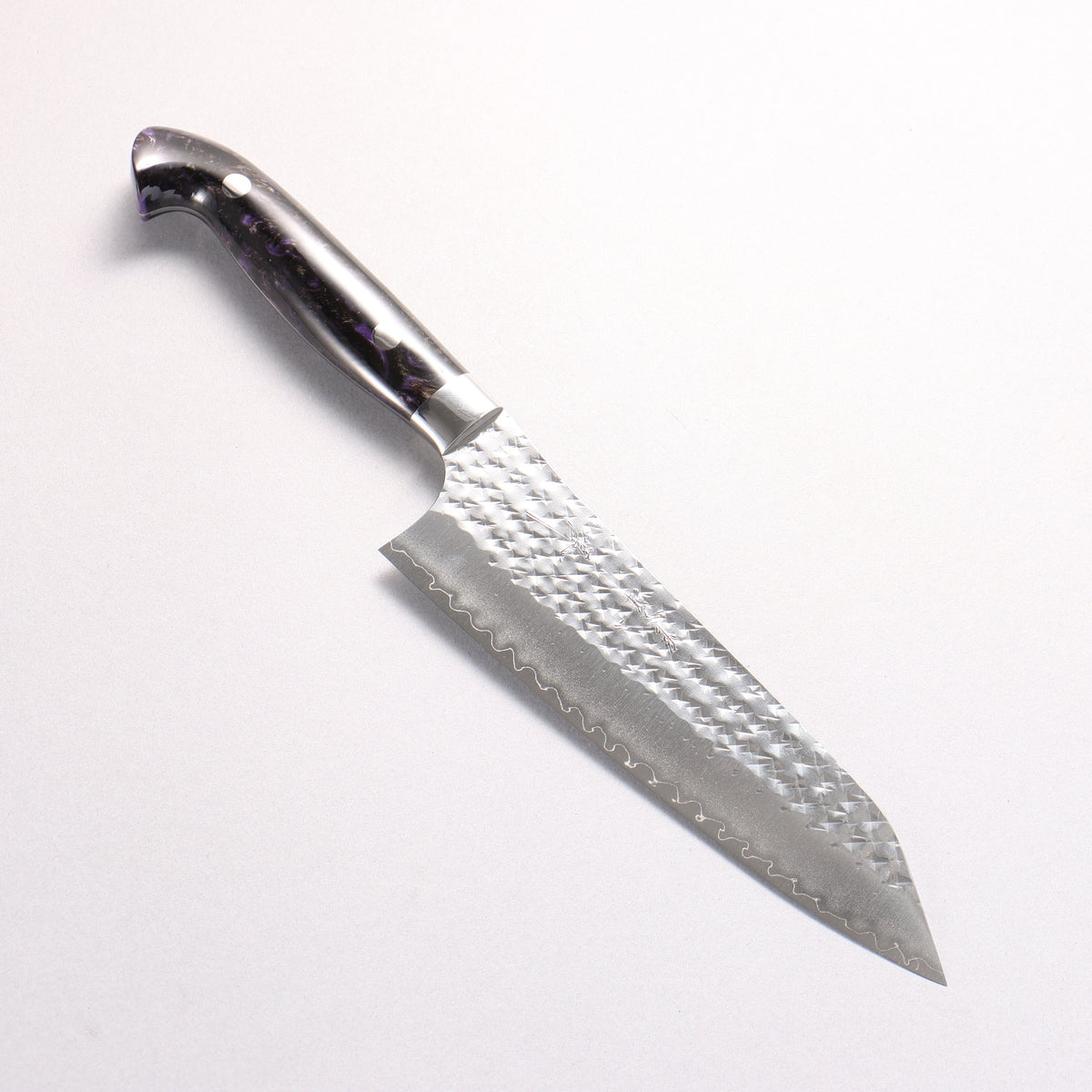 Yu Kurosaki Senko Custom SG2 Hammered Bunka 170mm Blue Purple Acrylic Handle - Seisuke Knife
