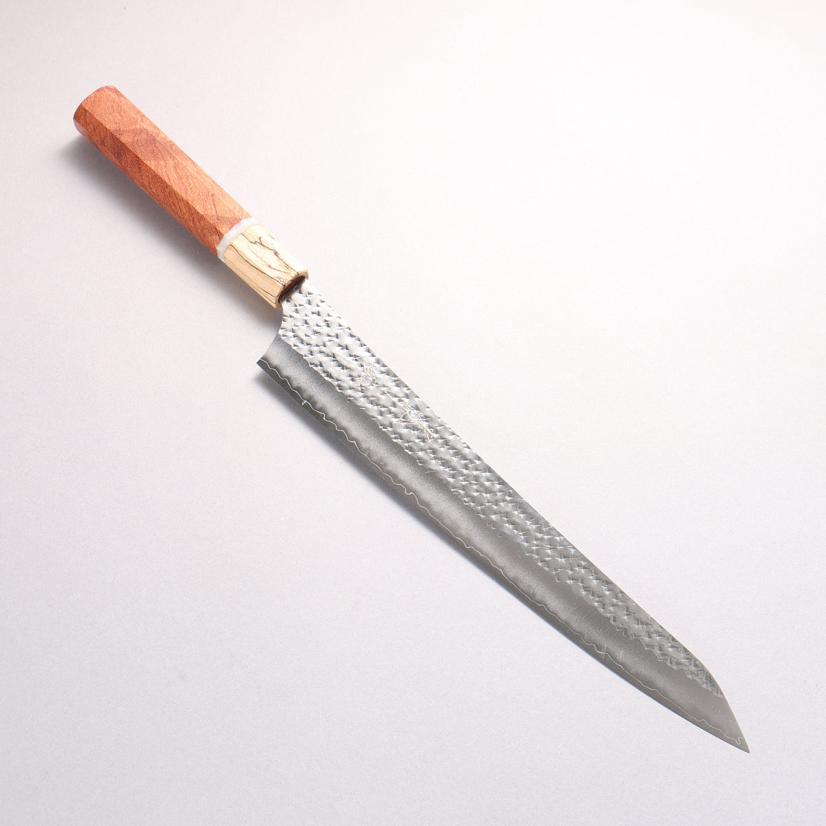 Yu Kurosaki Senko SG2 Hammered Sujihiki 270mm Brown Stabilized Wood (White Ring) Handle - Seisuke Knife