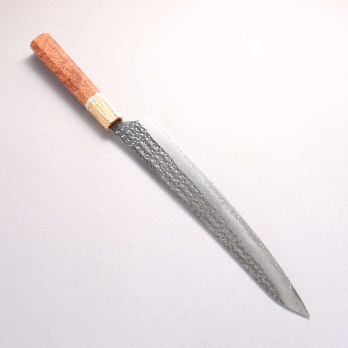 Yu Kurosaki Senko SG2 Hammered Sujihiki 270mm Brown Stabilized Wood (White Ring) Handle - Seisuke Knife