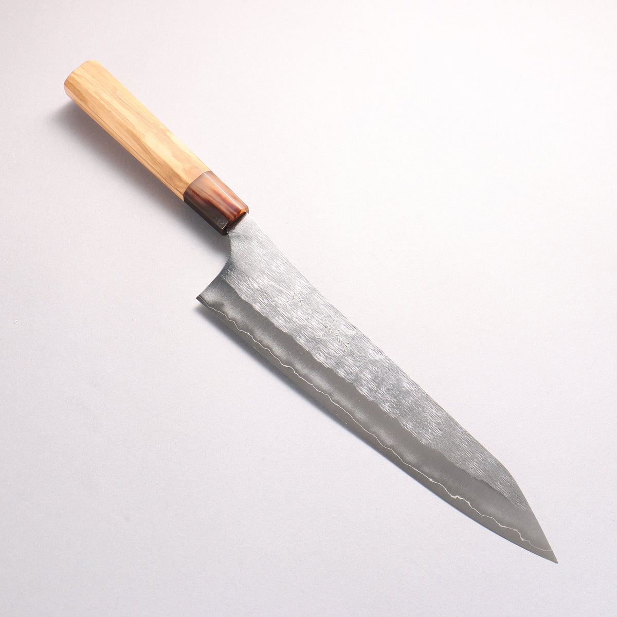 Yu Kurosaki Suiren Silver Steel No.3 Hammered Gyuto 240mm Olive Tree (ferrule: White Water Buffalo Horn) Handle - Seisuke Knife