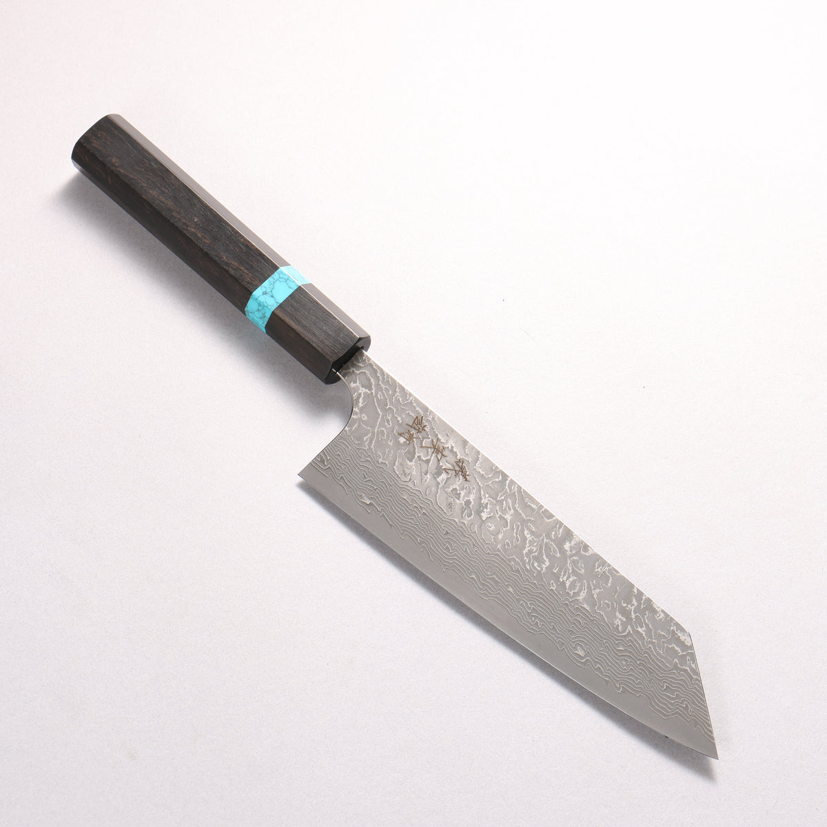 Yoshimi Kato VG10 Black Damascus Bunka 170mm Ebony Wood(With Turquoise Ring) Handle