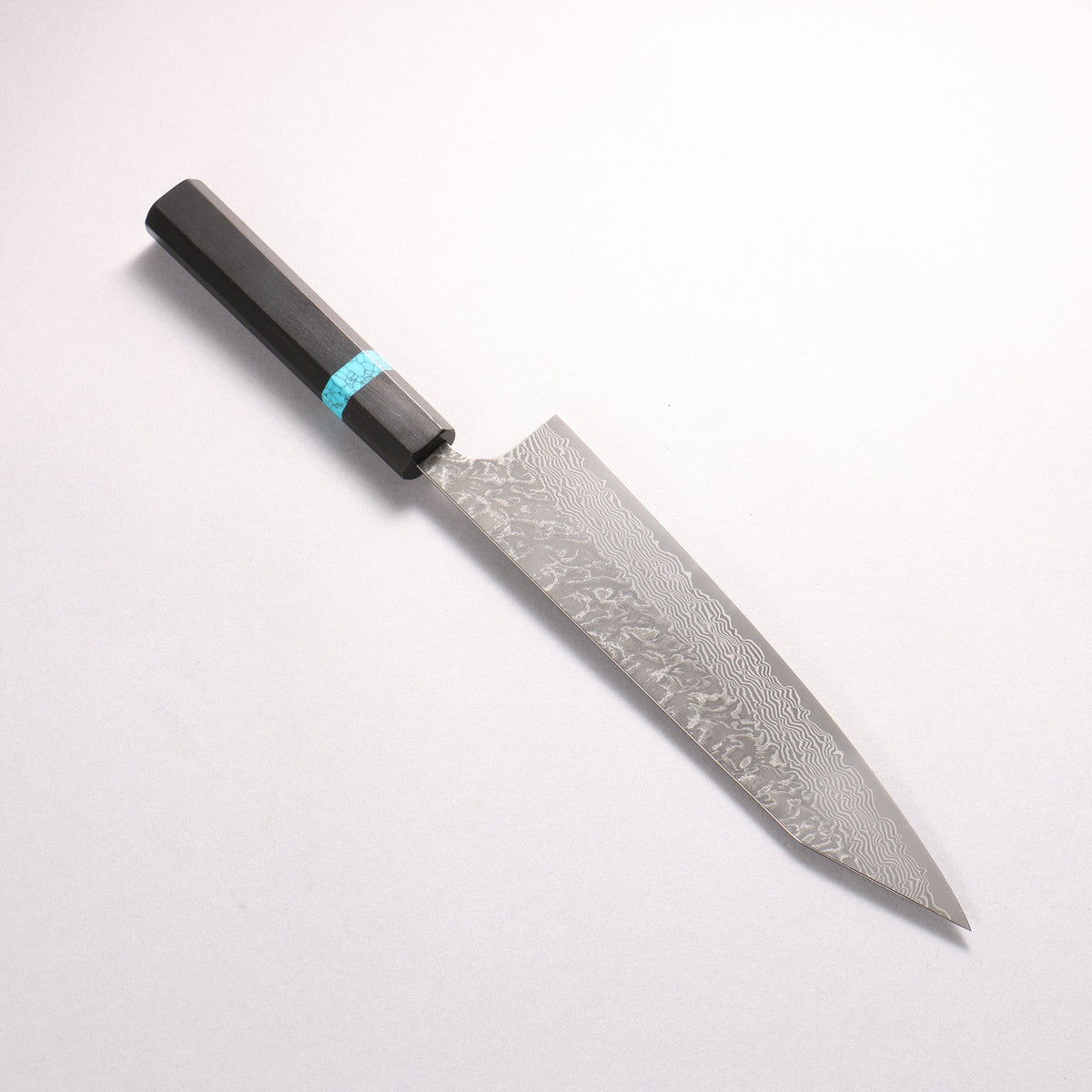Yoshimi Kato VG10 Black Damascus Kiritsuke Gyuto 210mm Ebony Wood(With Turquoise Ring) Handle