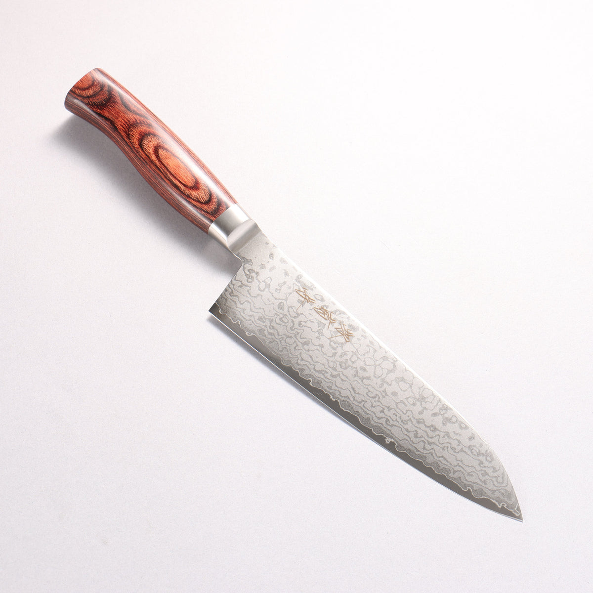 Sakai Kikumori VG10 17 Layer Damascus Santoku 180mm Red Pakka wood Handle