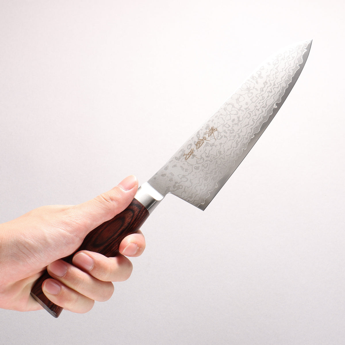 Sakai Kikumori VG10 17 Layer Damascus Santoku 180mm Red Pakka wood Handle