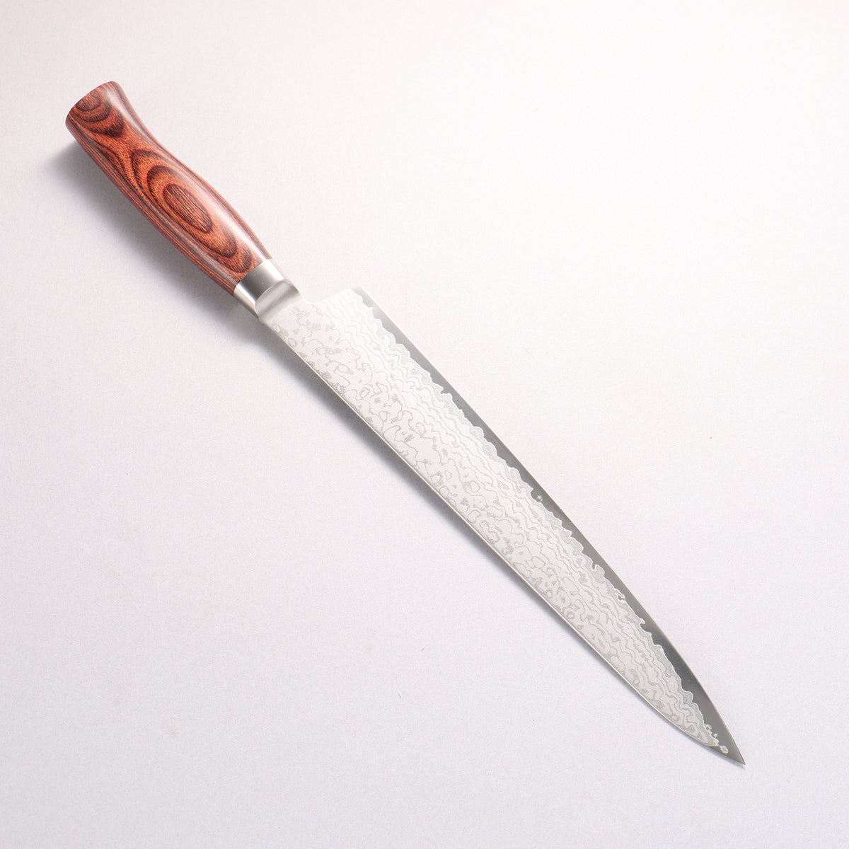 Sakai Kikumori VG10 17 Layer Damascus Sujihiki 240mm Red Pakka wood Handle