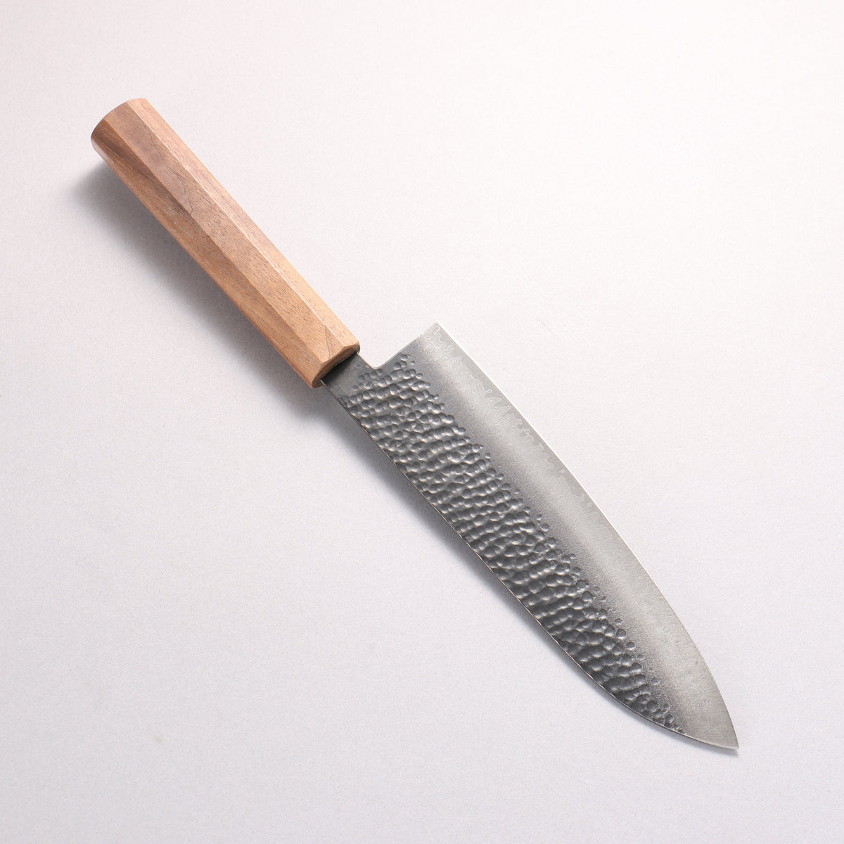 Oul VG10 Hammered Damascus Black dyeing Santoku 180mm Walnut Handle