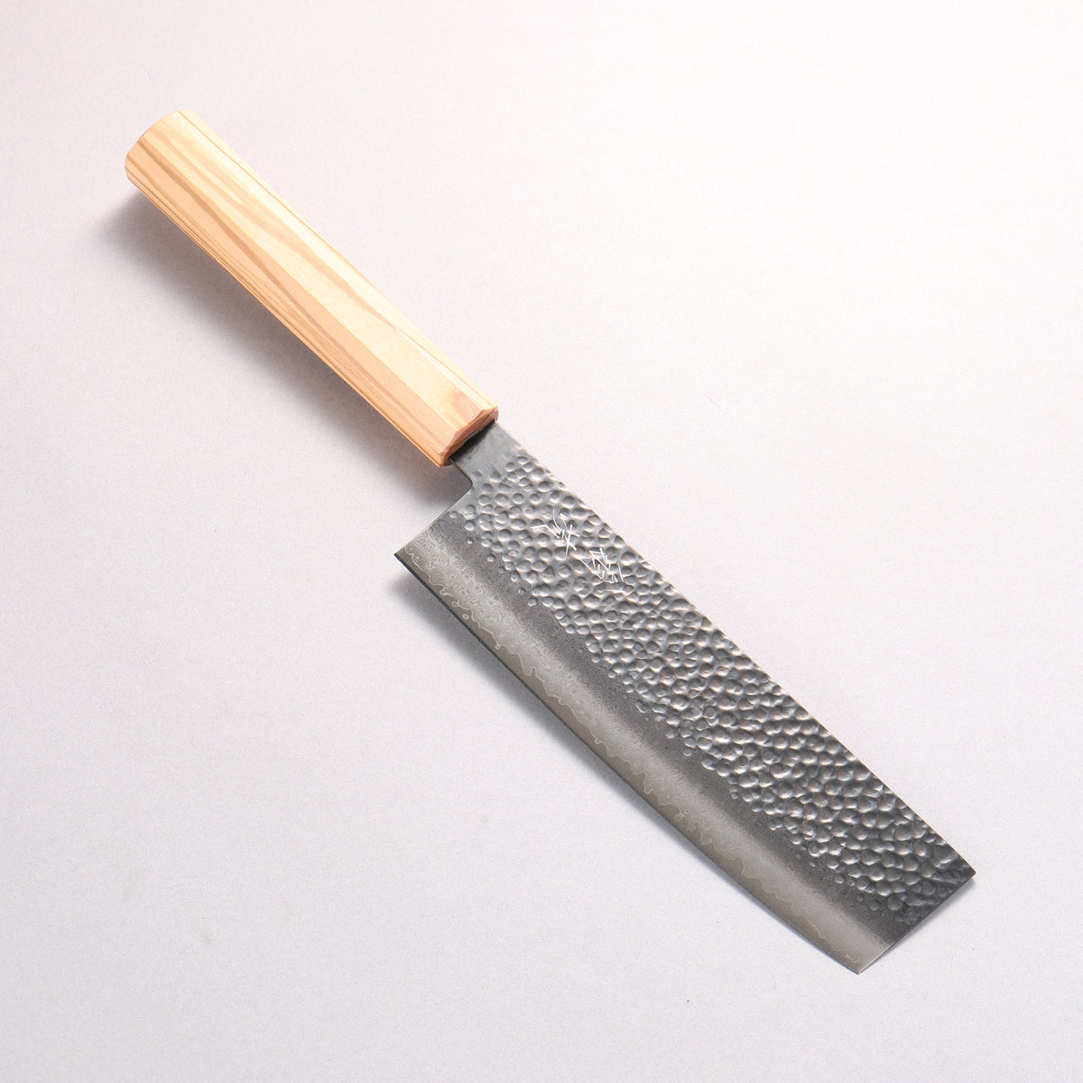 Oul VG10 Hammered Damascus Black dyeing Nakiri 170mm Olive tree Handle