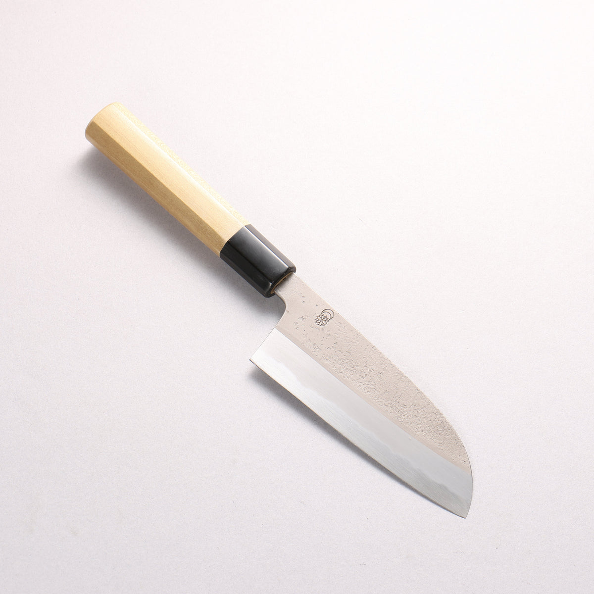 Kikuzuki White Steel No.2 Nashiji Santoku 130mm Magnolia (Ferrule: Water Buffalo Horn) Handle