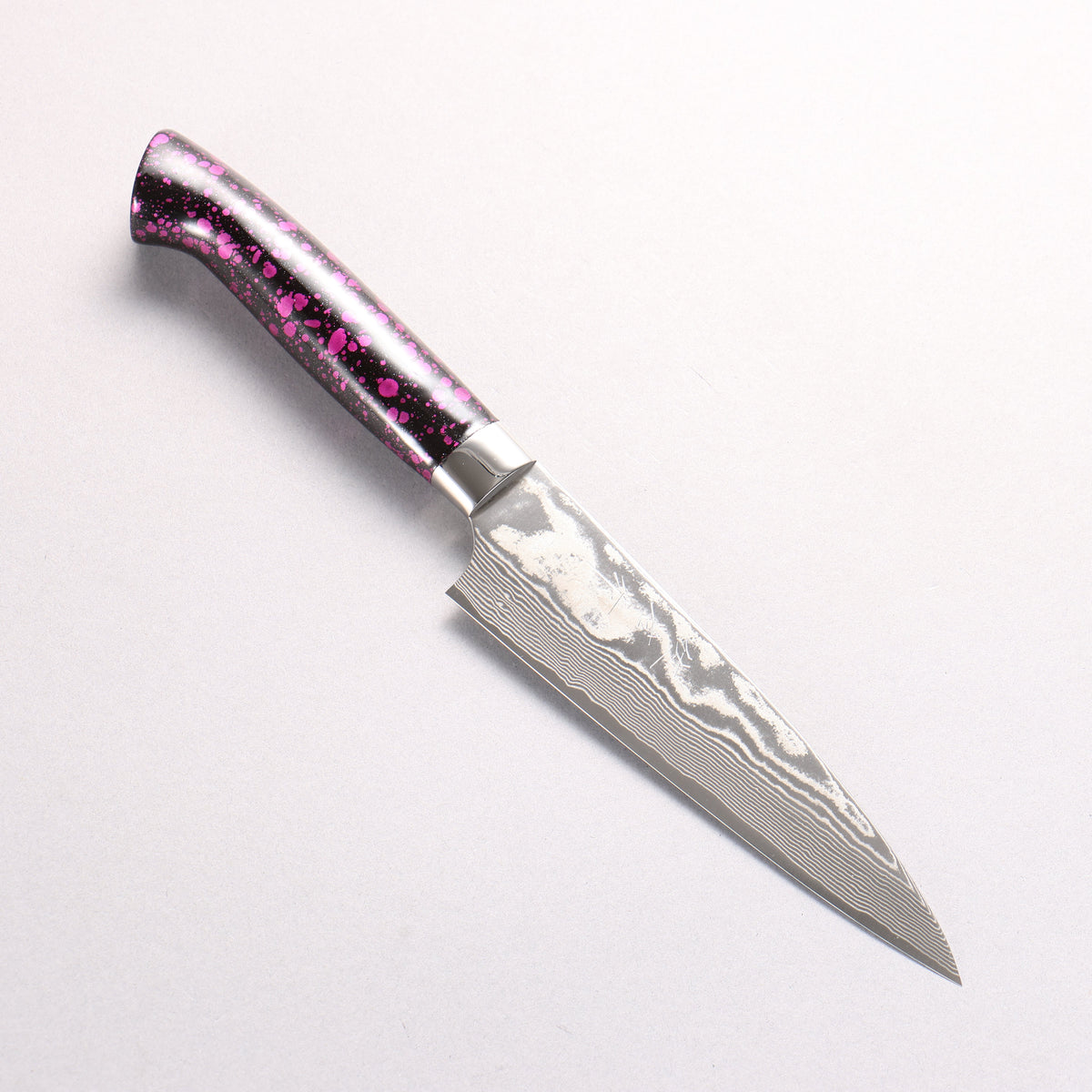 Takeshi Saji SPG STRIX Damascus Petty-Utility 130mm Black and Pink Urethane Coating Handle with Sheath