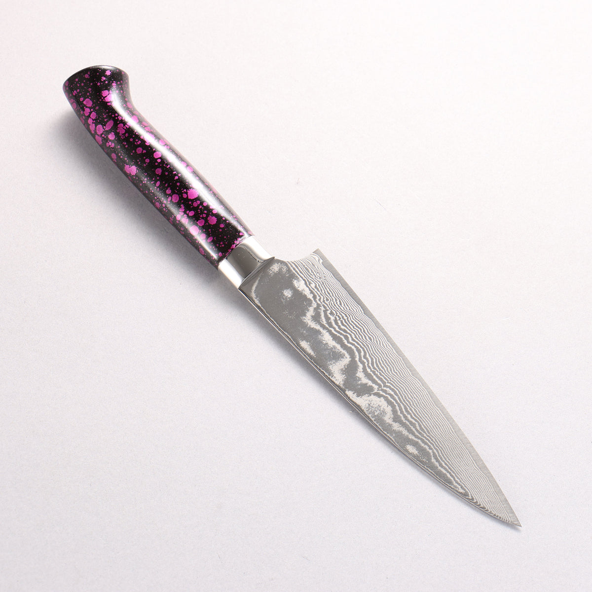Takeshi Saji SPG STRIX Damascus Petty-Utility 130mm Black and Pink Urethane Coating Handle with Sheath