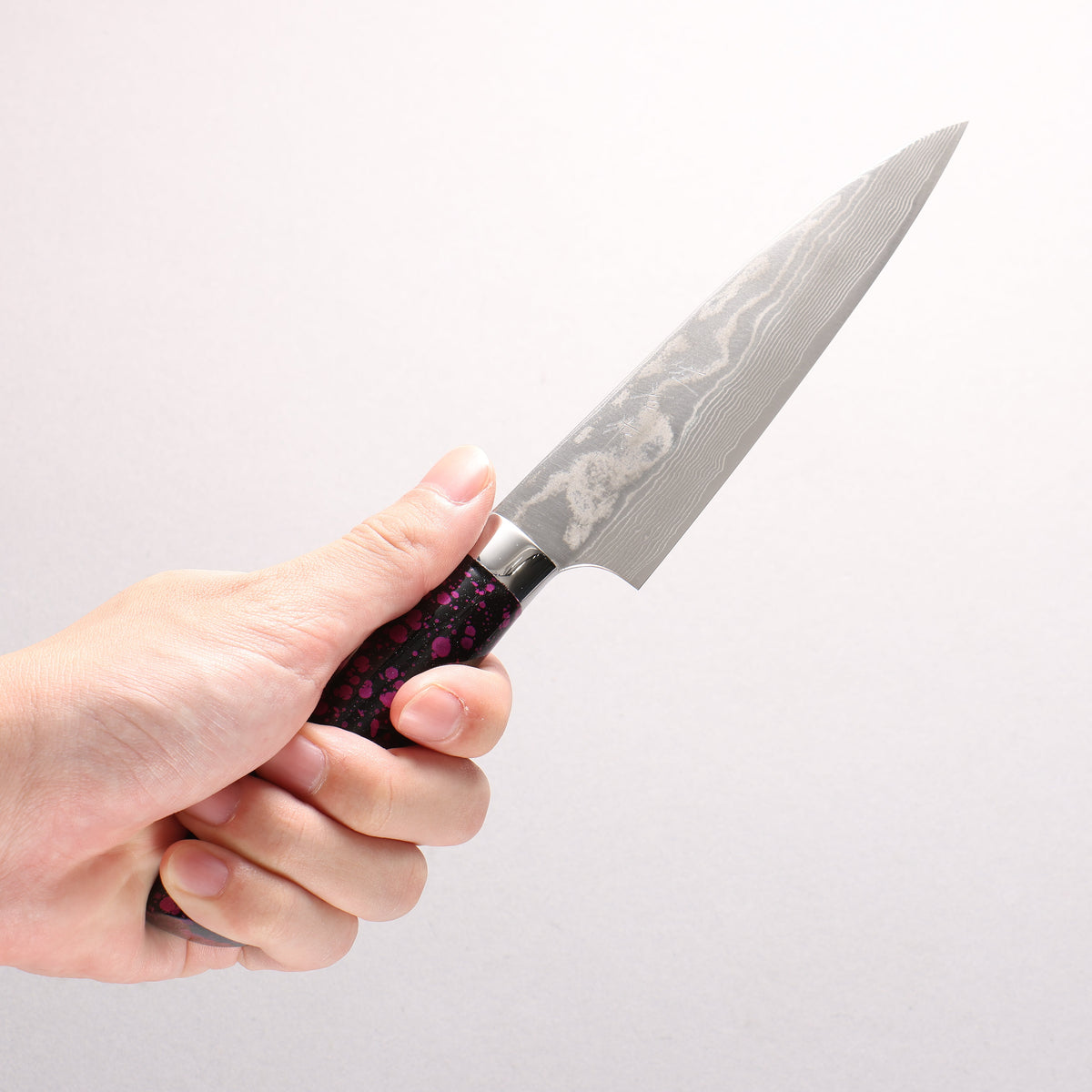 Takeshi Saji SPG STRIX Damascus Petty-Utility 130mm Black and Pink Urethane Coating Handle with Sheath