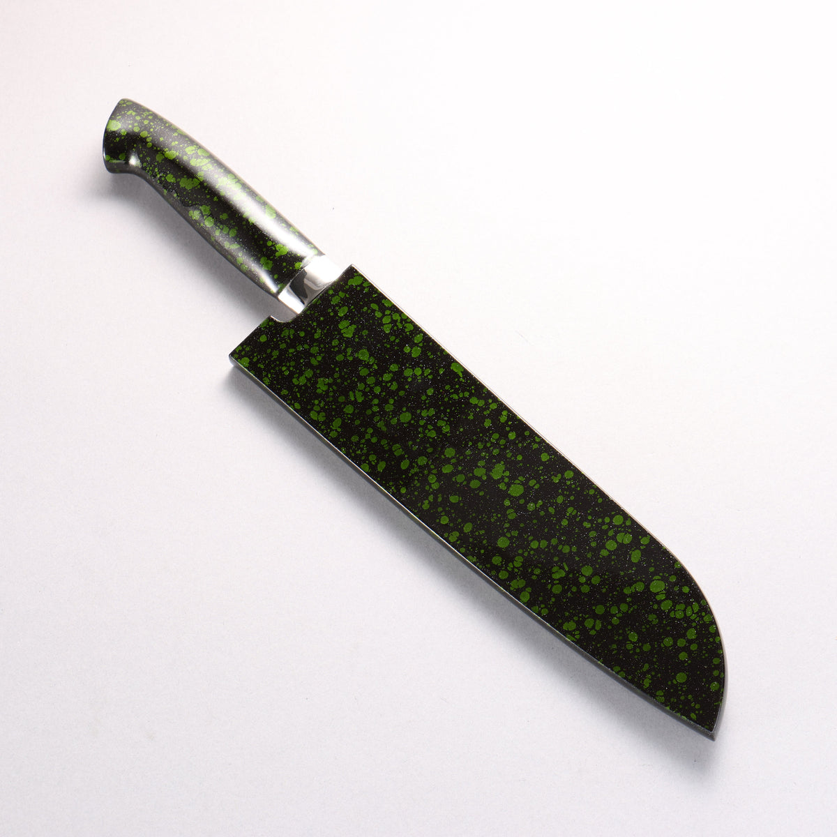 Takeshi Saji SPG STRIX Damascus Santoku 180mm Black and Green Urethane Coating Handle with Sheath