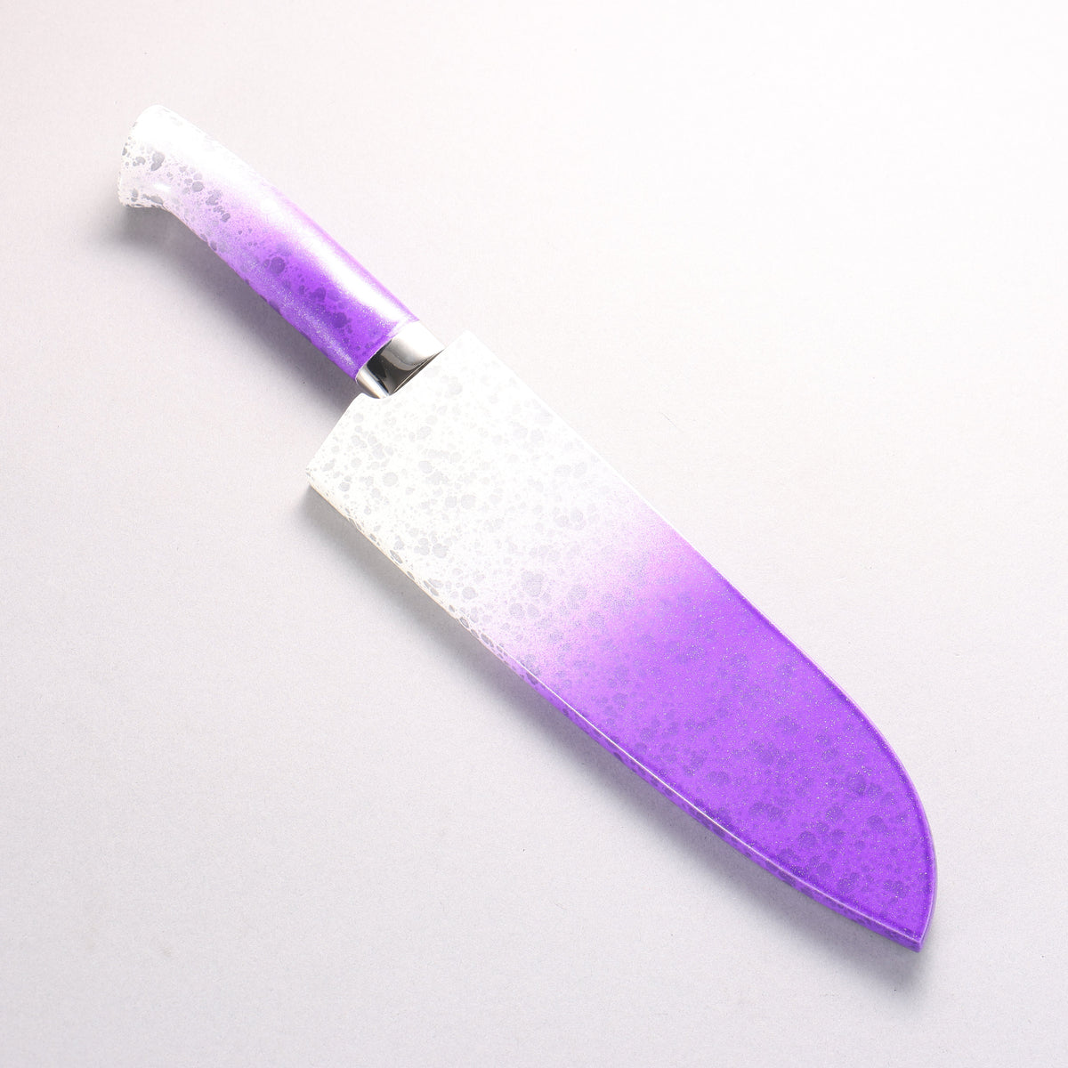 Takeshi Saji SPG STRIX Damascus Bunka 180mm White and Purple Urethane Coating Handle with Sheath