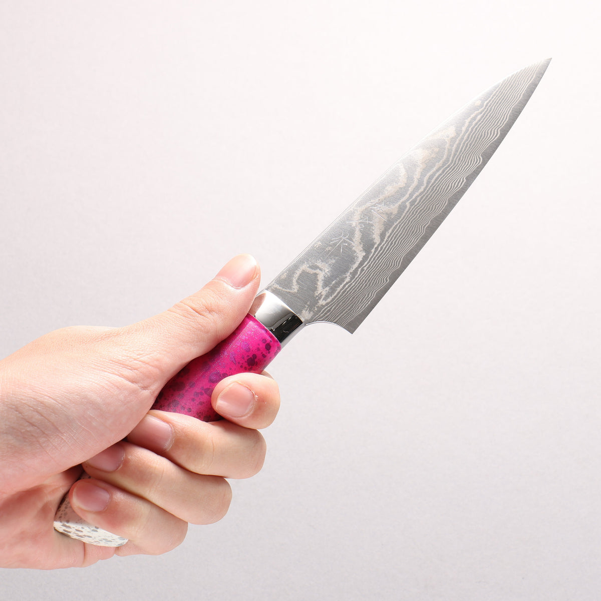 Takeshi Saji SPG STRIX Damascus Petty-Utility 130mm White and Pink Urethane Coating Handle with Sheath