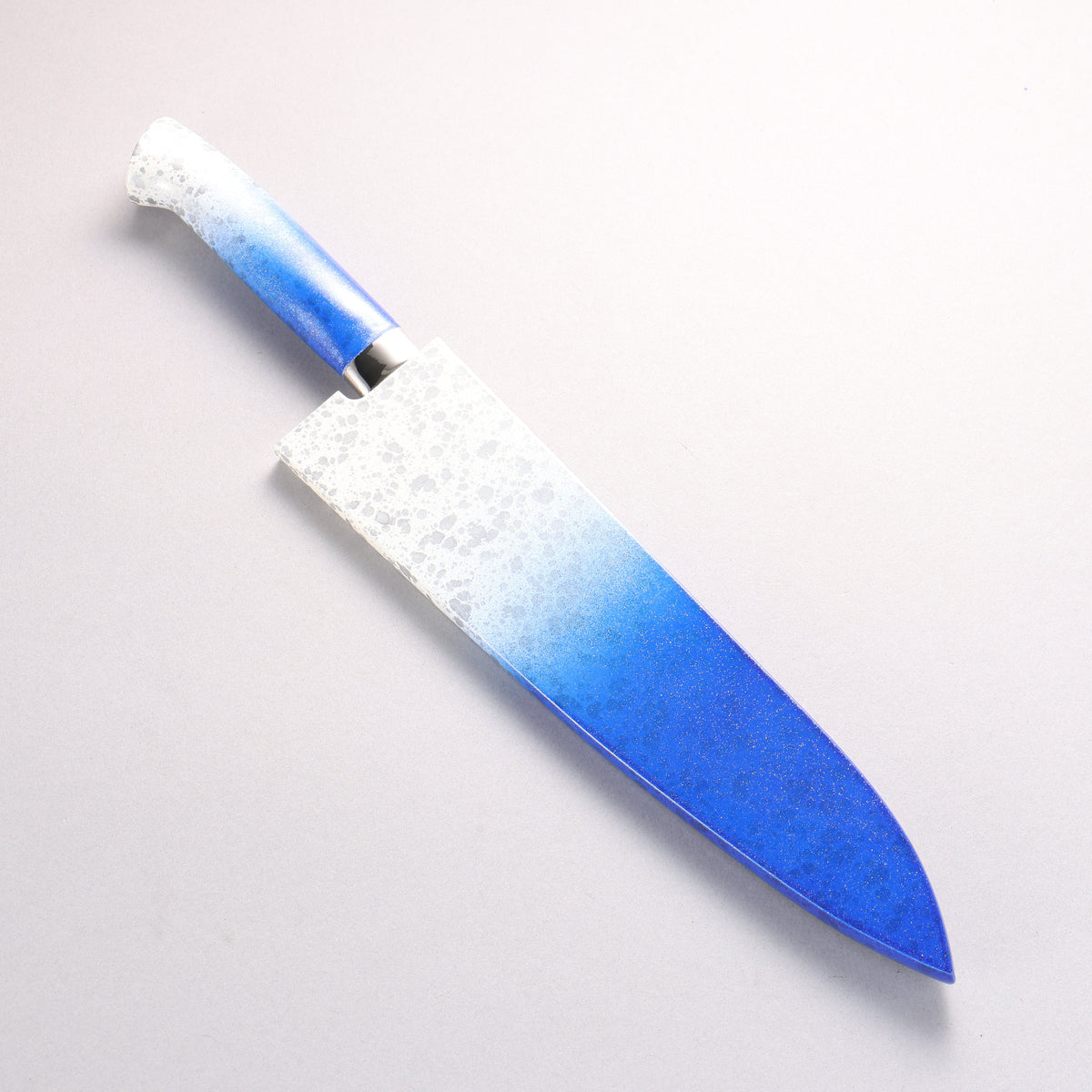 Takeshi Saji SPG STRIX Damascus Gyuto 210mm White and Blue Urethane Coating Handle with Sheath