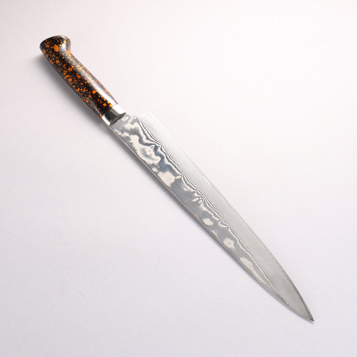 Takeshi Saji SPG STRIX Damascus Sujihiki 270mm Black and Orange Urethane Coating Handle with Sheath