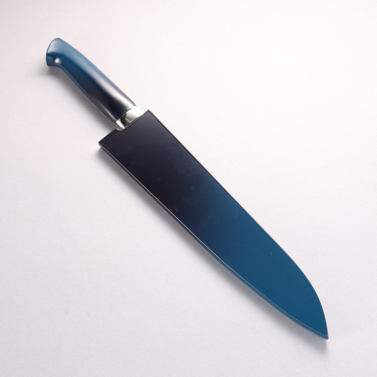 Takeshi Saji VG10w Colored Damascus Black Finished Gyuto 240mm Matte Black and Blue Urethane Coating Handle with Sheath