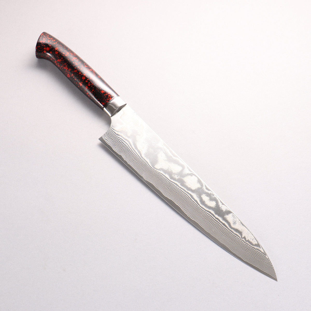 Takeshi Saji SPG STRIX Damascus Gyuto 240mm Black and Red Urethane Coating Handle with Sheath