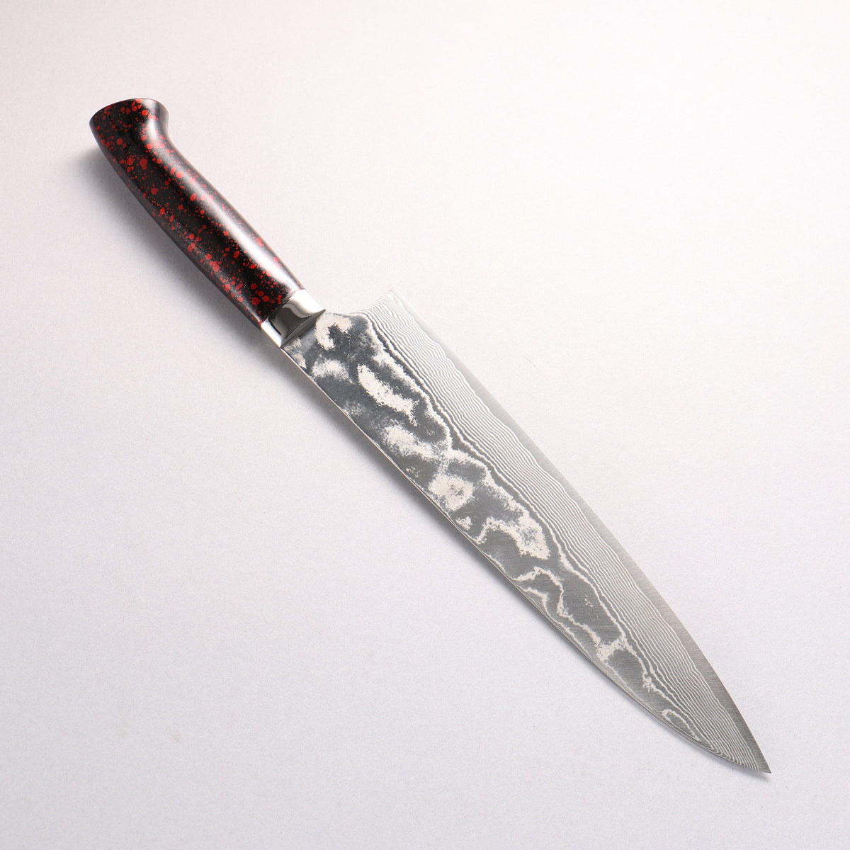 Takeshi Saji SPG STRIX Damascus Gyuto 240mm Black and Red Urethane Coating Handle with Sheath