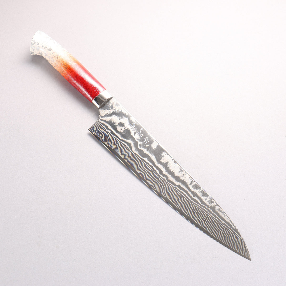 Takeshi Saji SPG STRIX Damascus Gyuto 240mm White and Red Urethane Coating Handle with Sheath
