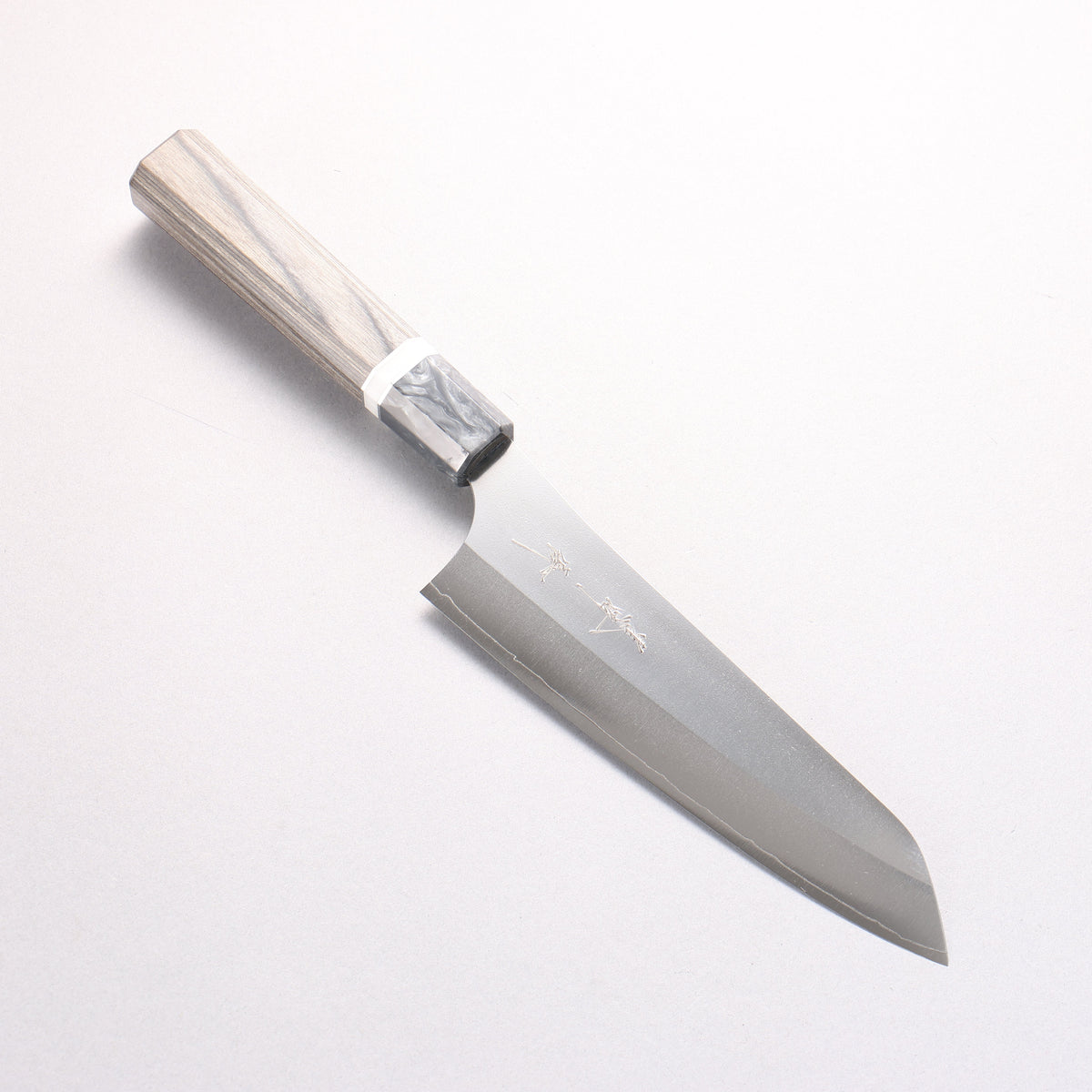 Yu Kurosaki Gekko VG-XEOS Bunka 170mm Gray Stabilized Wood (Ferrule: Gray Marbled Acrylic with White and Silver Rings) Handle