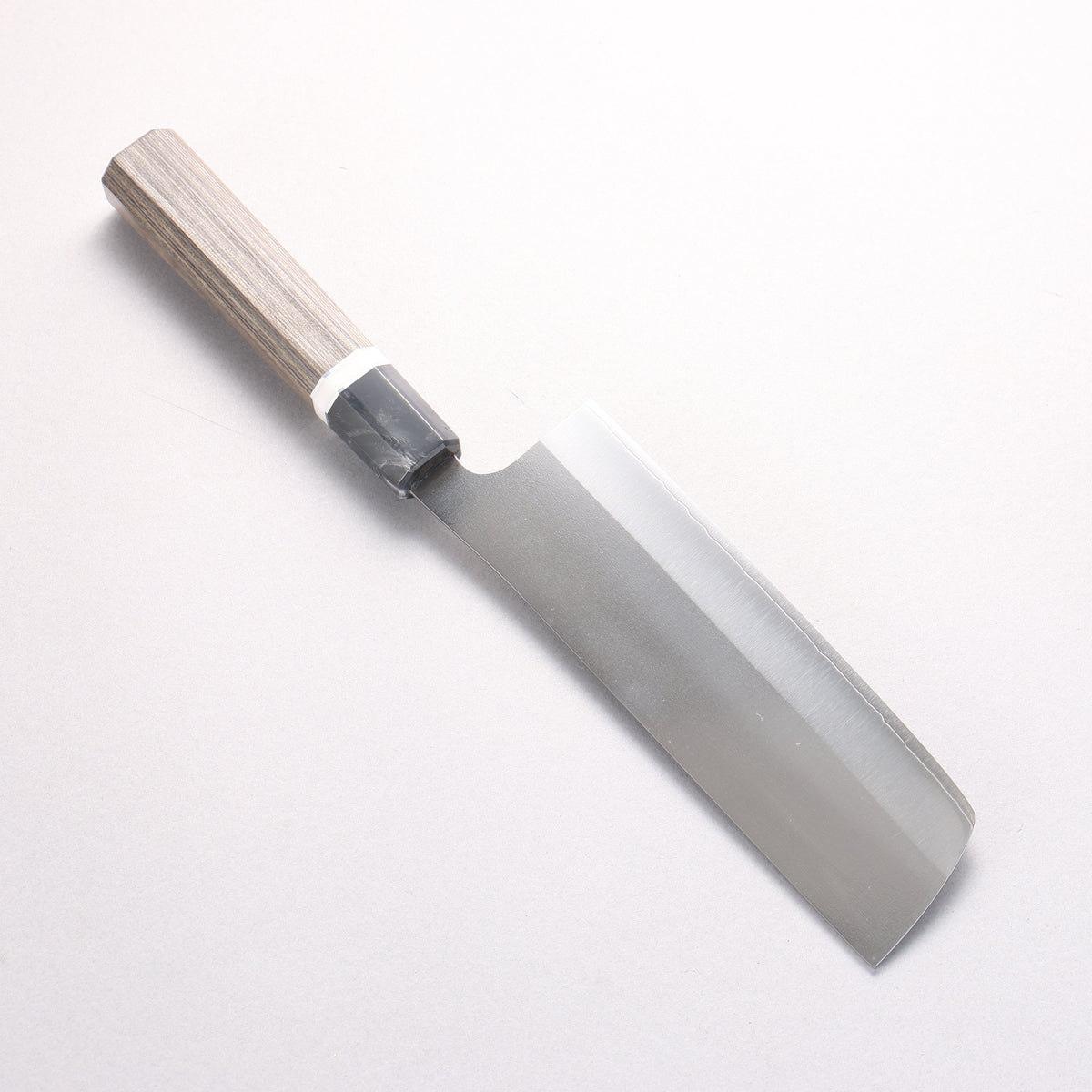 Yu Kurosaki Gekko VG-XEOS Nakiri 165mm Gray Stabilized Wood (Ferrule: Gray Marbled Acrylic with White and Silver Rings) Handle