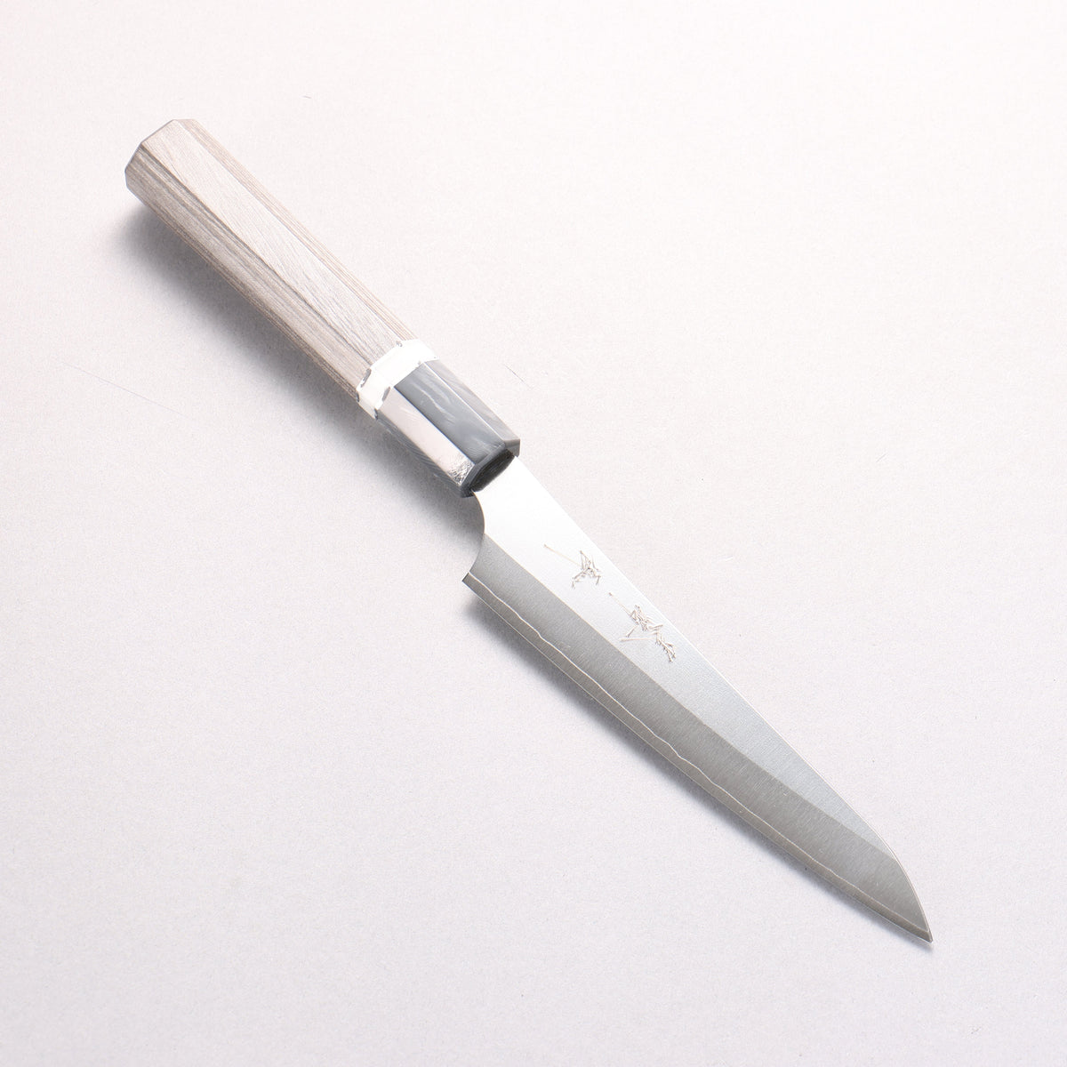 Yu Kurosaki Gekko VG-XEOS Petty-Utility 130mm Gray Stabilized Wood (Ferrule: Gray Marbled Acrylic with White and Silver Rings) Handle - Seisuke Knife