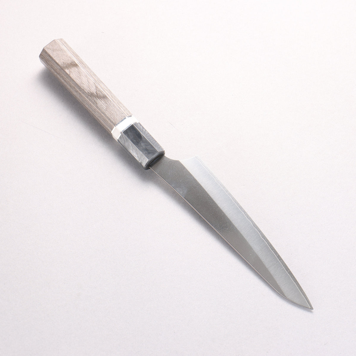 Yu Kurosaki Gekko VG-XEOS Petty-Utility 130mm Gray Stabilized Wood (Ferrule: Gray Marbled Acrylic with White and Silver Rings) Handle - Seisuke Knife