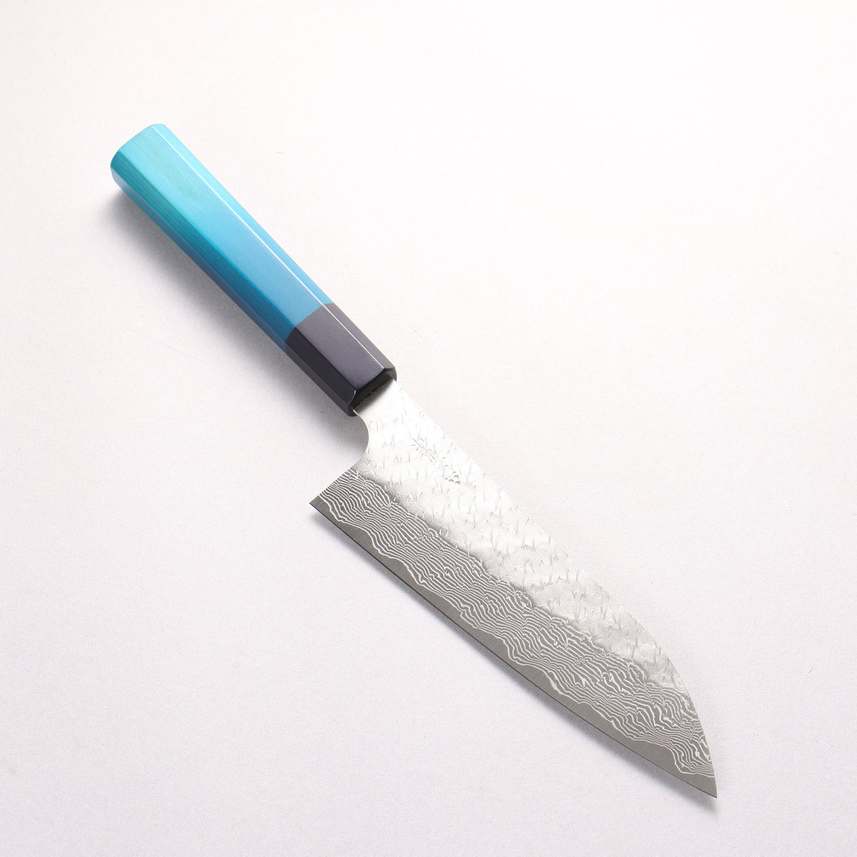 Nigara SPG STRIX Hammered Damascus Santoku 180mm Indigo dyed Handle