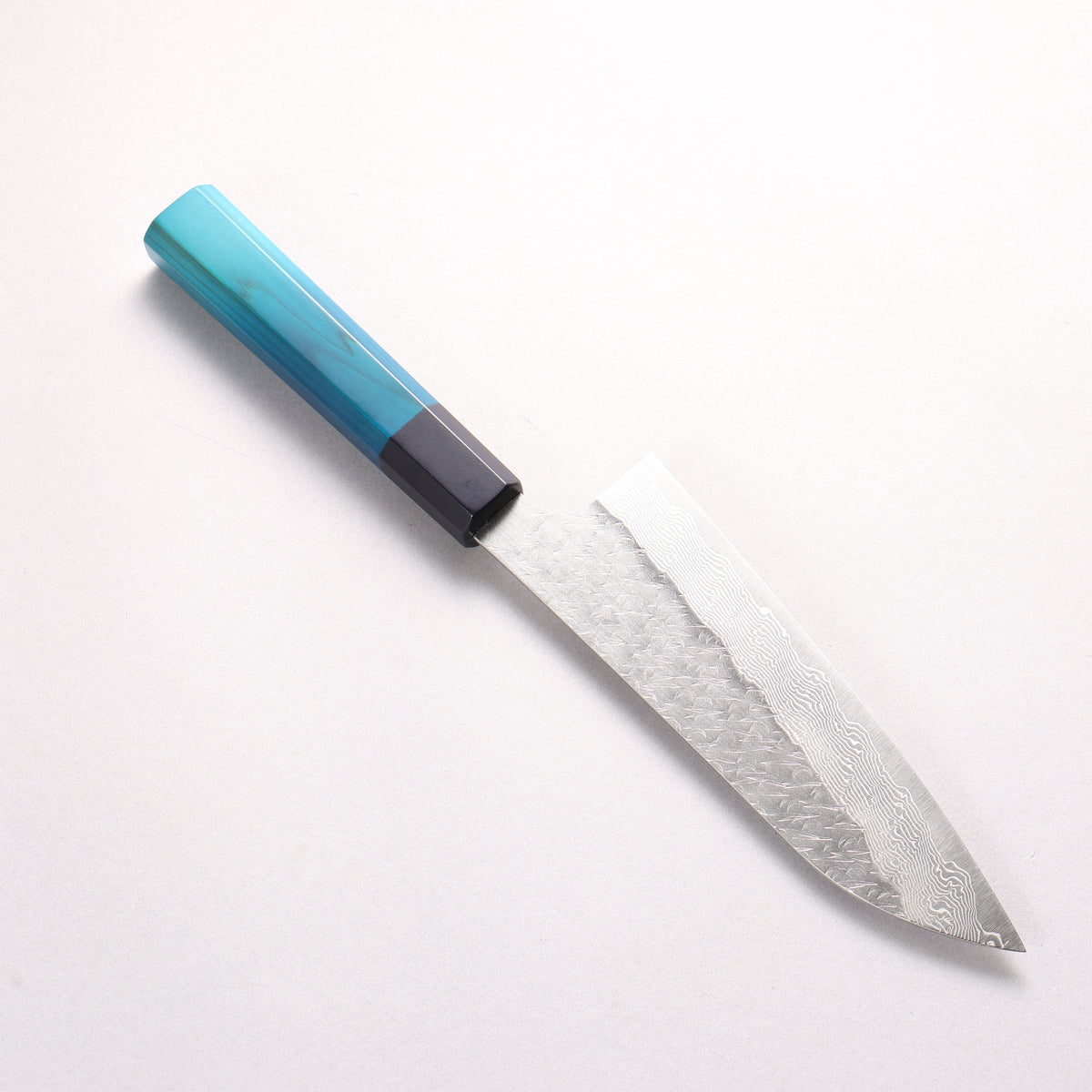 Nigara SPG STRIX Hammered Damascus Santoku 180mm Indigo dyed Handle