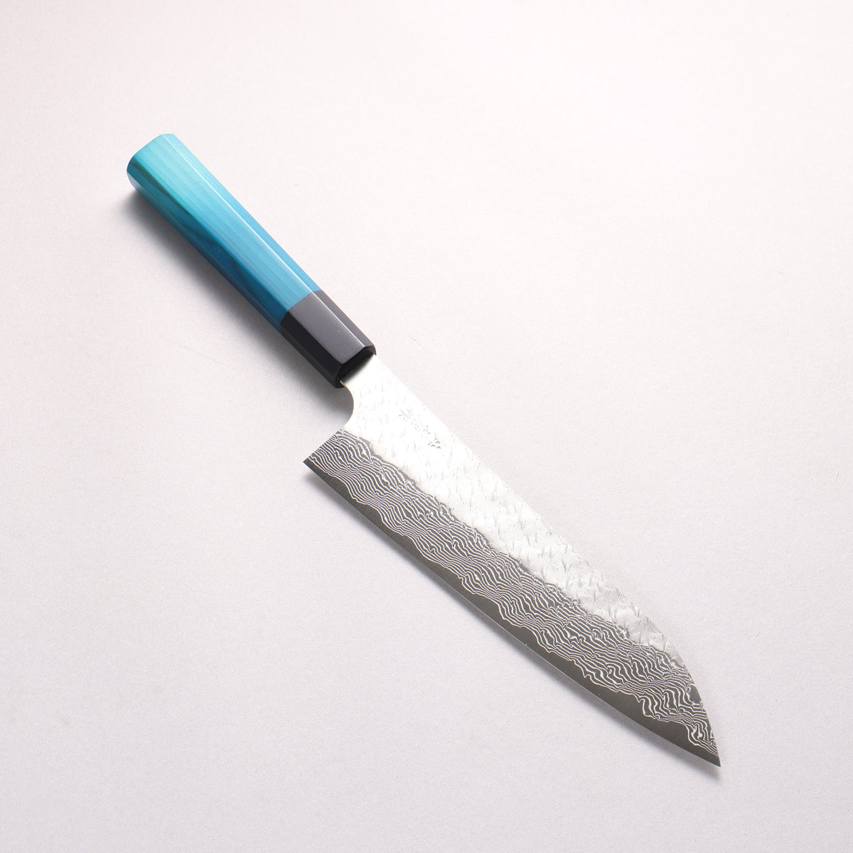 Nigara SPG STRIX Hammered Damascus Gyuto 210mm Indigo dyed Handle