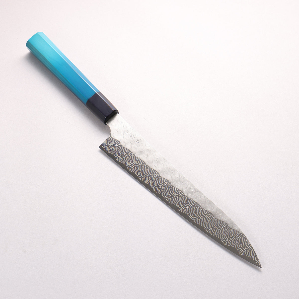 Nigara SPG STRIX Hammered Damascus Sujihiki 240mm Indigo dyed Handle