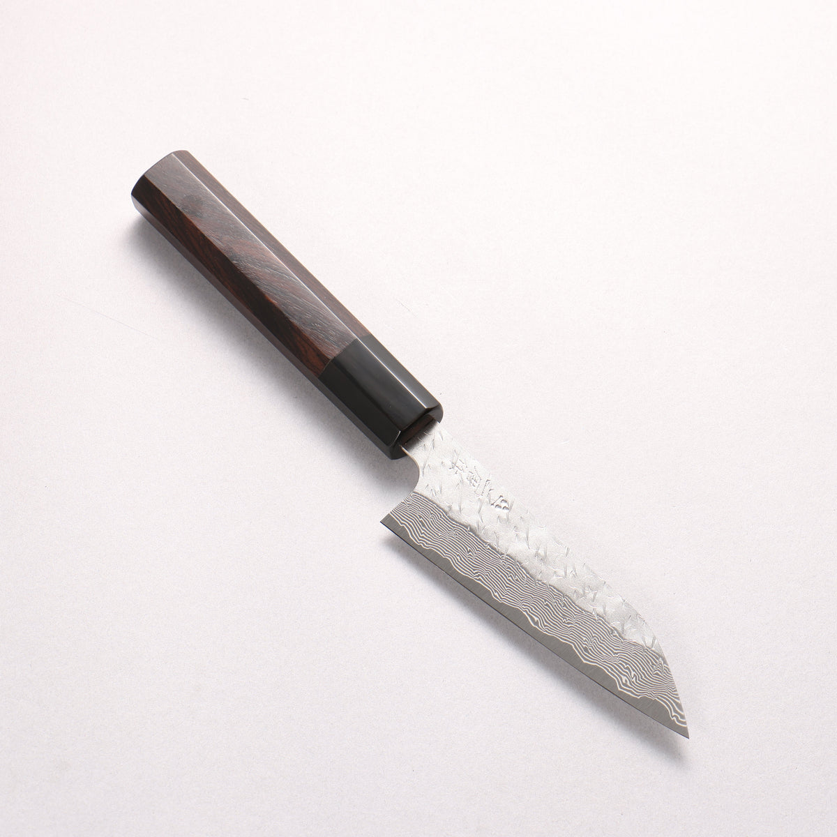 Nigara SPG STRIX Hammered Damascus Petty-Utility 120mm Ebony Wood (ferrule: Black Water Buffalo Horn) Handle