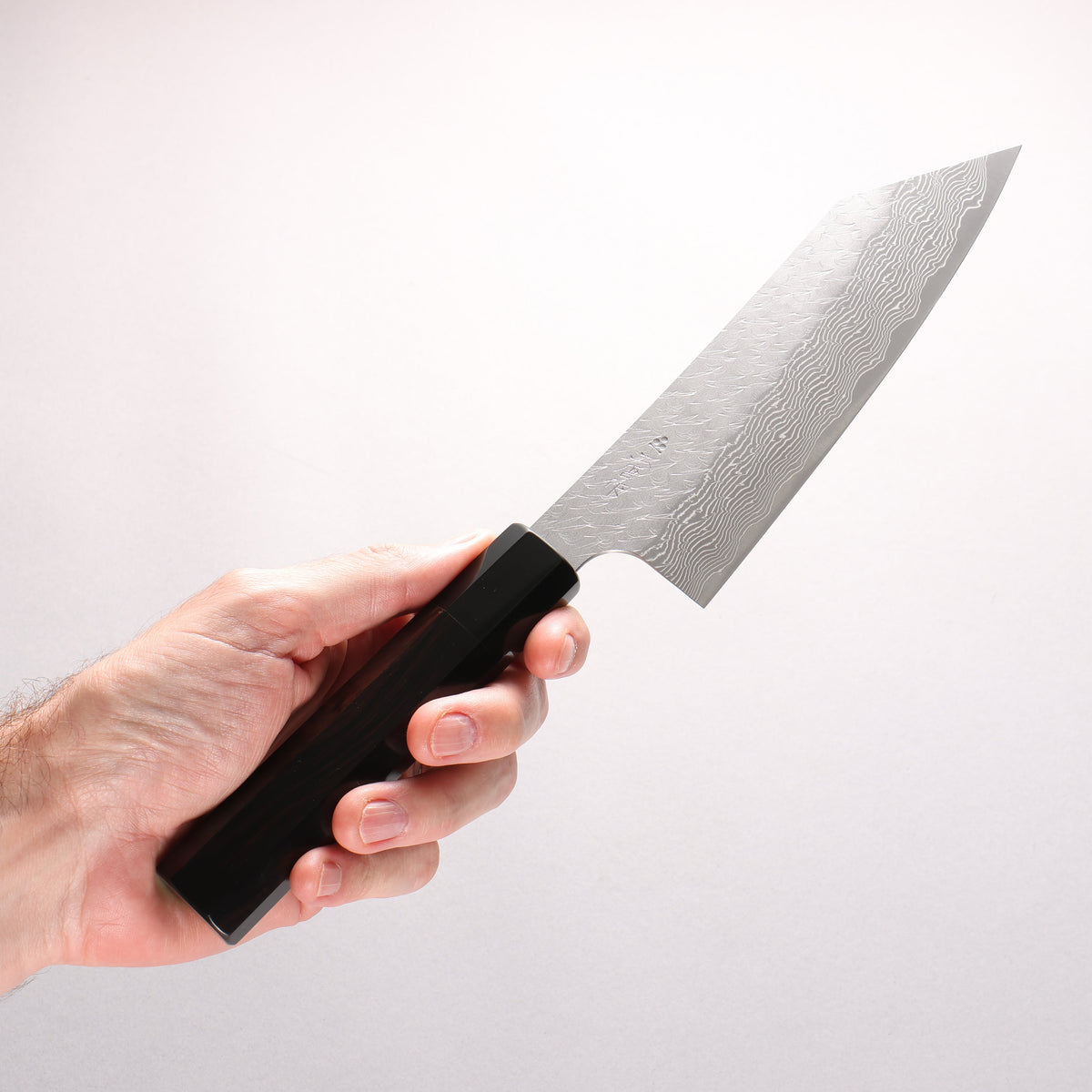 Nigara SPG STRIX Hammered Damascus Bunka 180mm Ebony Wood (ferrule: Black Water Buffalo Horn) Handle