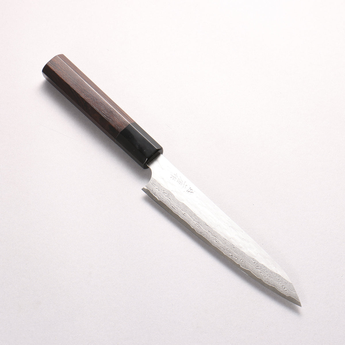 Nigara VG-XEOS Hammered Damascus Petty-Utility 160mm Ebony Wood (ferrule: Black Water Buffalo Horn) Handle - Seisuke Knife