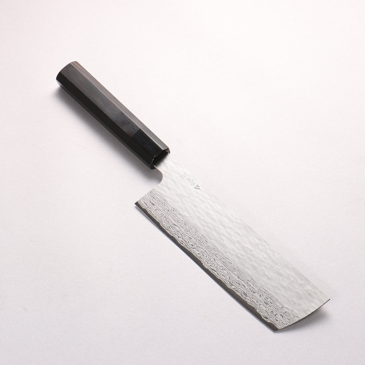 Nigara VG-XEOS Hammered Damascus Nakiri 180mm Ebony Wood (ferrule: Black Water Buffalo Horn) Handle