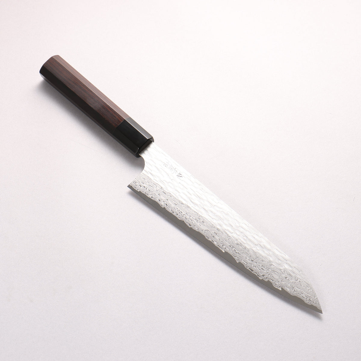Nigara VG-XEOS Hammered Damascus Gyuto 210mm Ebony Wood (ferrule: Black Water Buffalo Horn) Handle