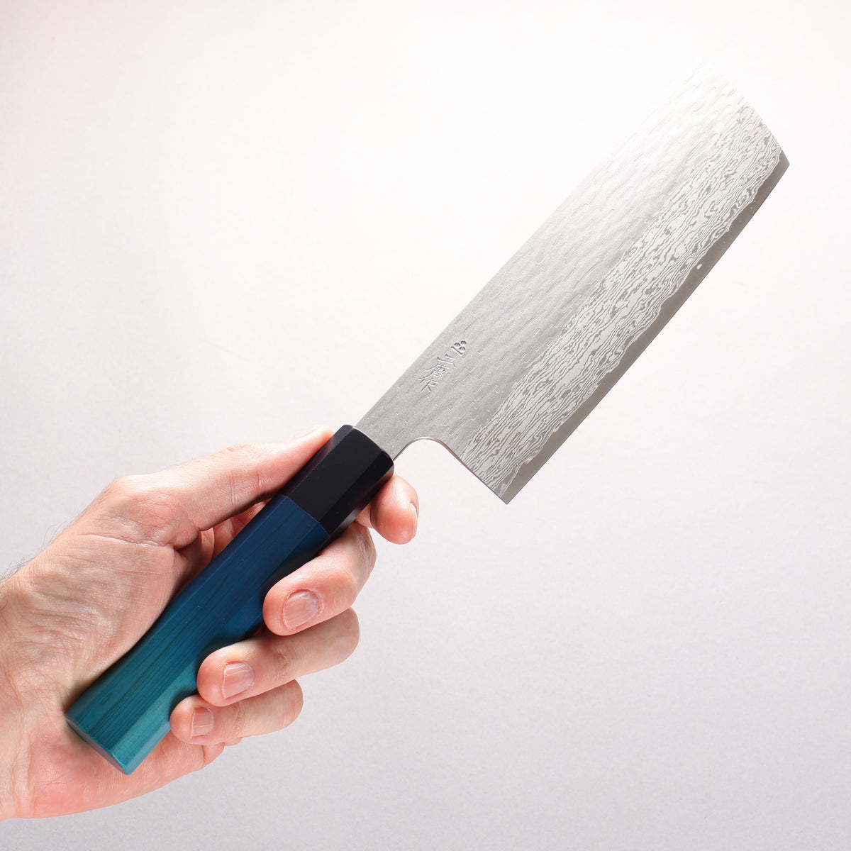 Nigara VG-XEOS Hammered Damascus Nakiri 180mm Indigo dyed Handle