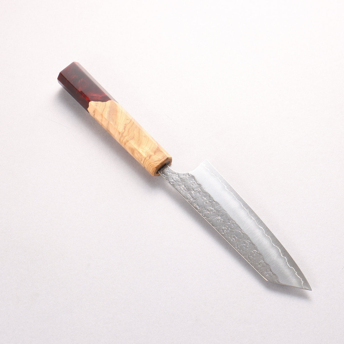 Yoshimi Kato Minamo SG2 Hammered Small Bunka 130mm Olive Tree and Red Resin Handle - Seisuke Knife